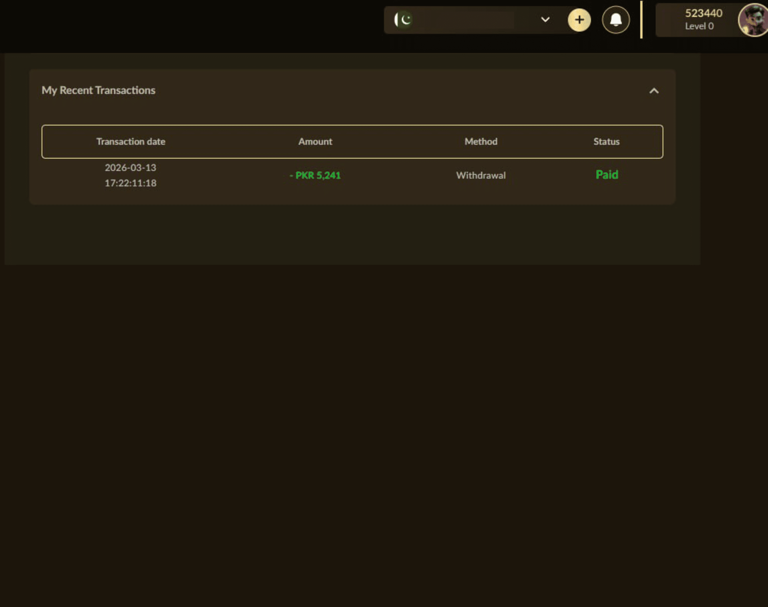 Crown88 Pakistan Player Withdrawal Proof 1